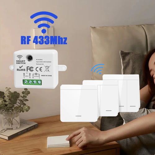 Interruptor de Luz Inalámbrico RF 433MHz | Control Remoto sin Cables | 110V-220V