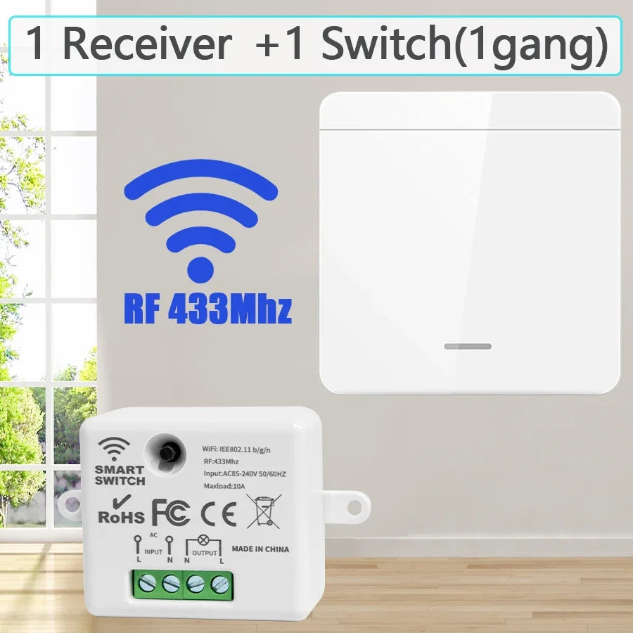 Interruptor de Luz Inalámbrico RF 433MHz | Control Remoto sin Cables | 110V-220V