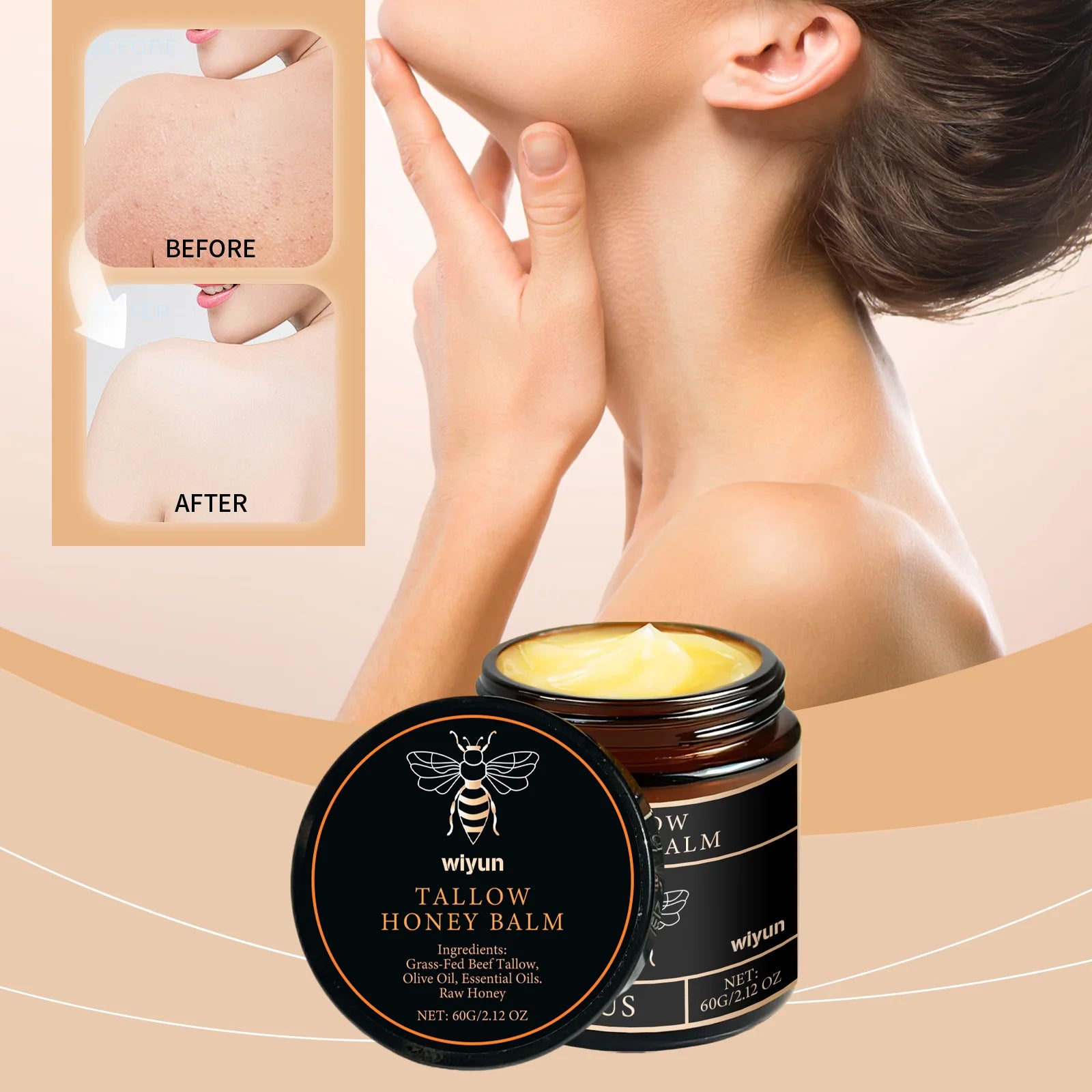 Crema Hidratante de Miel y Sebo | Reafirmante, Iluminadora y Antiedad para Cara y Cuerpo