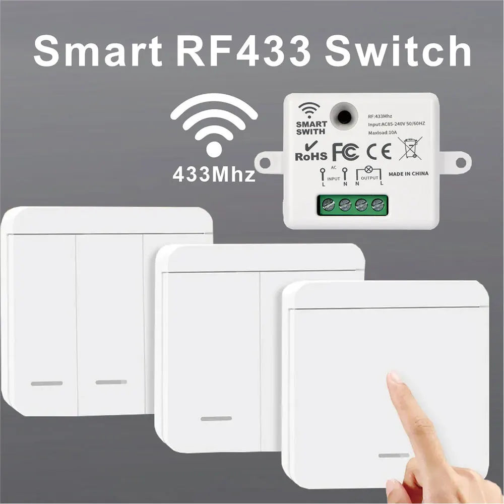 Interruptor de Luz Inalámbrico RF 433MHz | Control Remoto sin Cables | 110V-220V