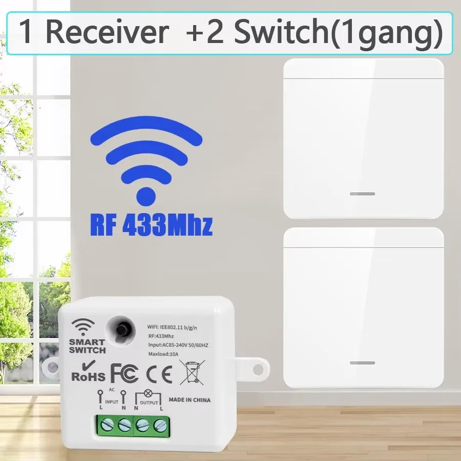 Interruptor de Luz Inalámbrico RF 433MHz | Control Remoto sin Cables | 110V-220V