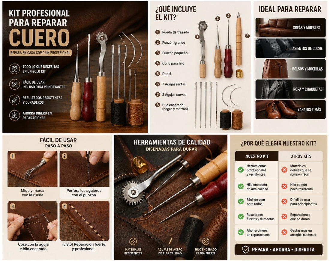 Kit profesional para reparar cuero en casa (Ahorra cientos en arreglos)