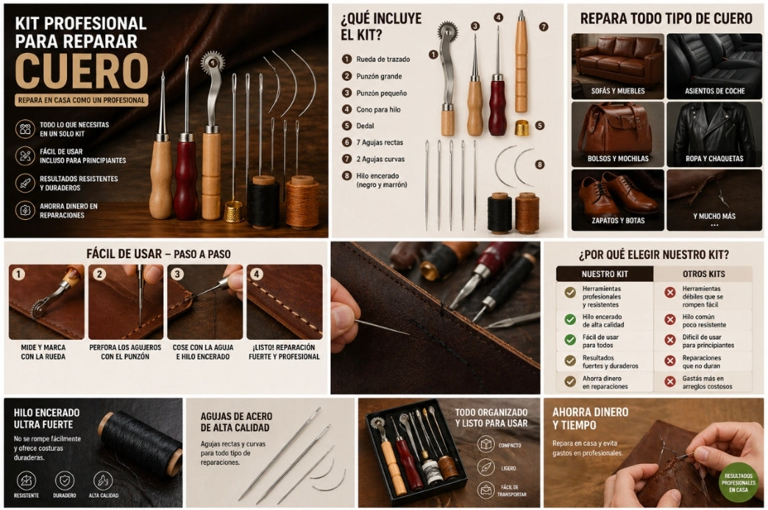 Kit profesional para reparar cuero en casa (Ahorra cientos en arreglos)